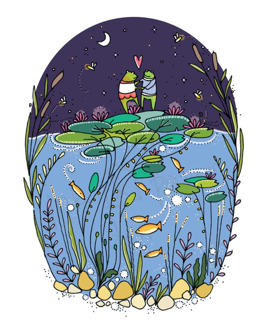 Dancing Frogs A4 Print – Lilypad Pond Art