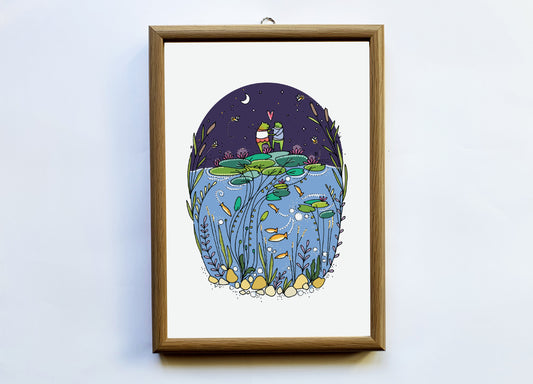 Dancing Frogs A4 Print – Lilypad Pond Art