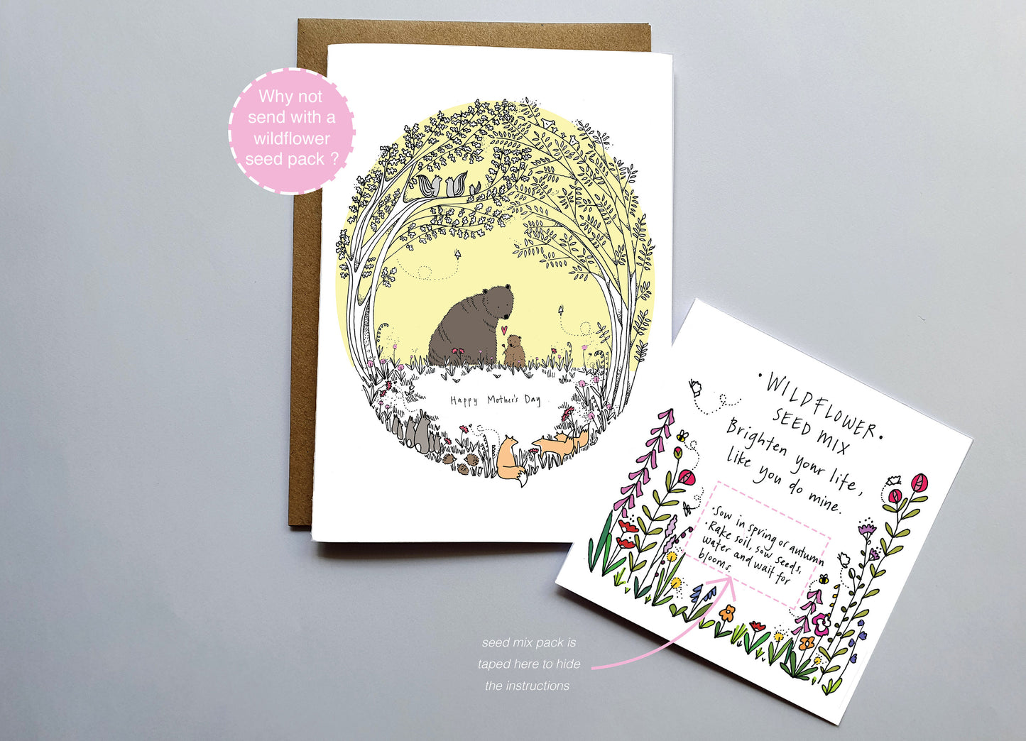 Mother's Day Bear Card - Woodland Animals with Shimmer Effect