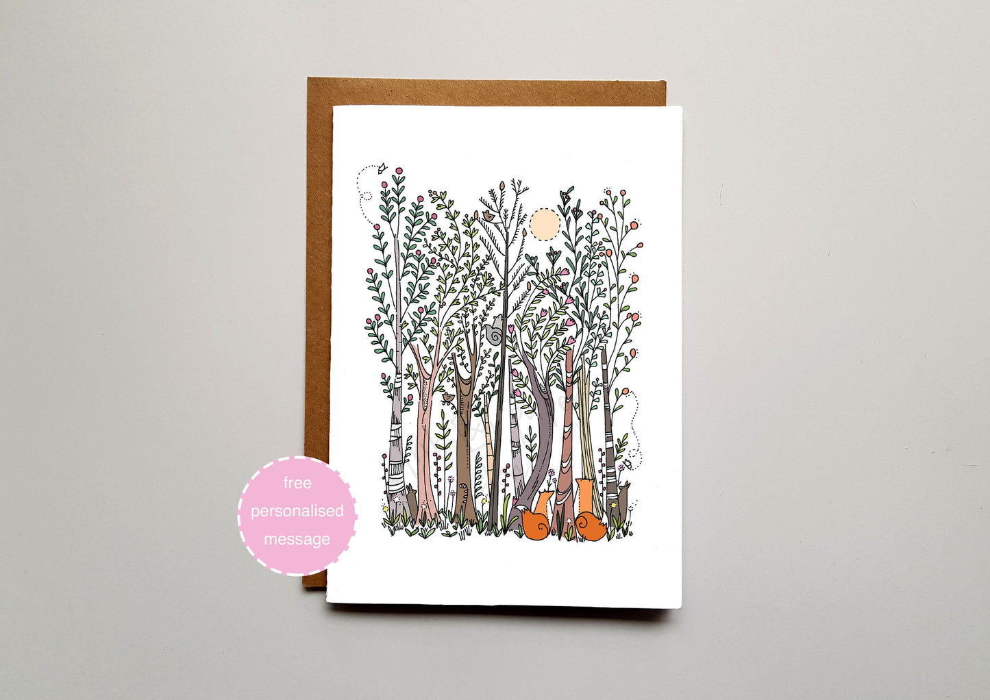 Forest Love Valentines / Anniversary Card - Woodland Animal Scene with Shimmer Effect