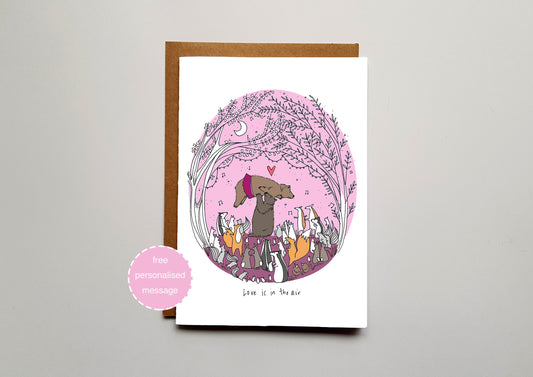 Dancing Bears Valentines / Anniversary Card - Dancing Animals Movie Love Scene with Shimmer Effect