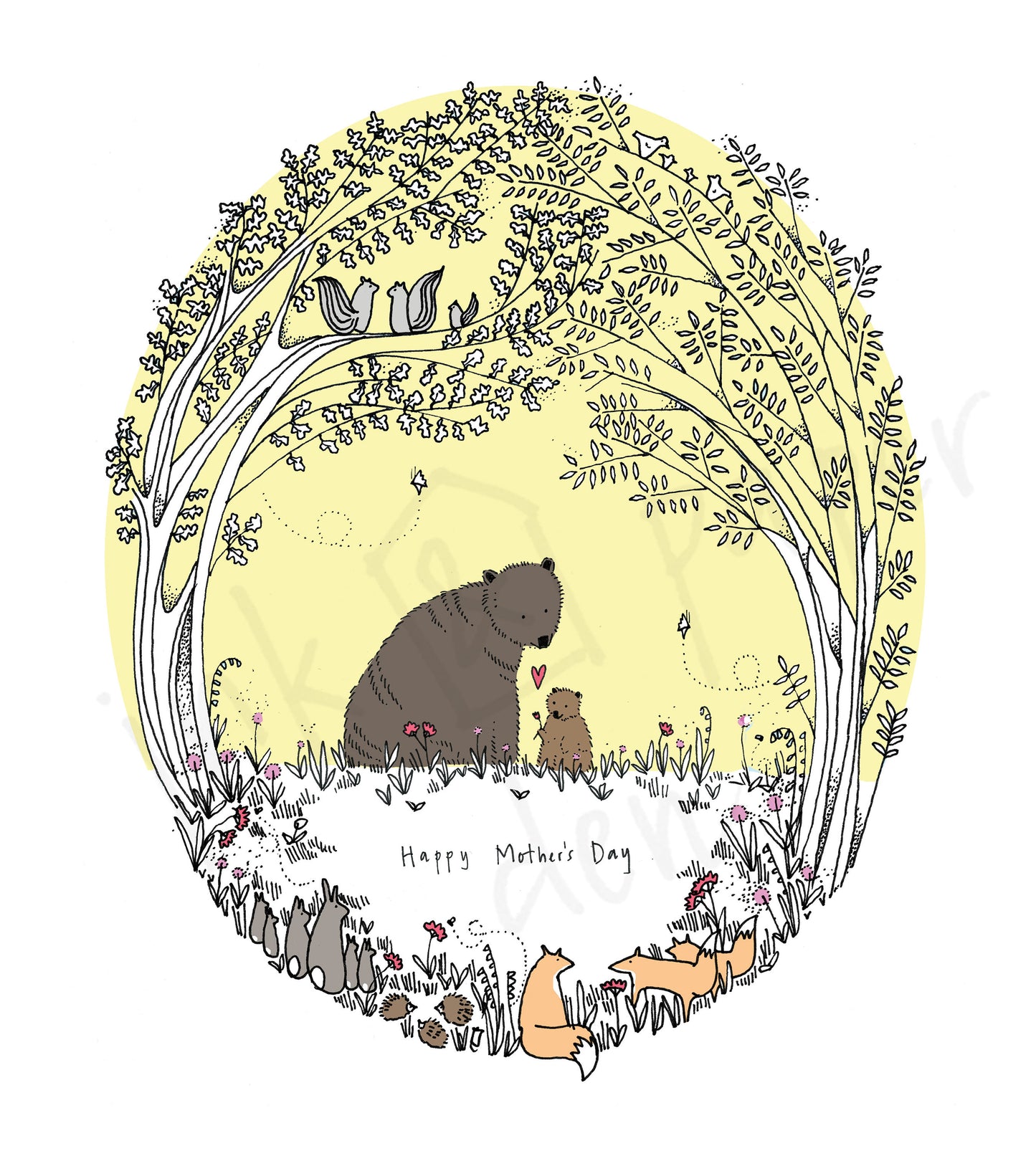 Mother's Day Bear Card - Woodland Animals with Shimmer Effect