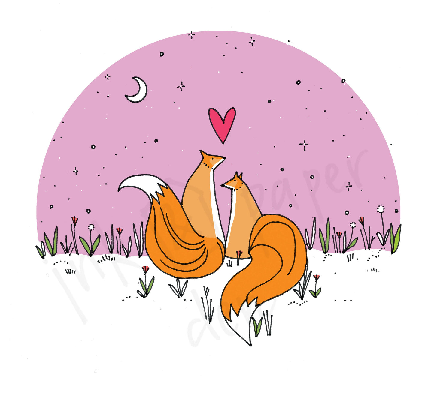 Foxes in Love Valentines / Anniversary Card - Teal Background with Shimmer Effect