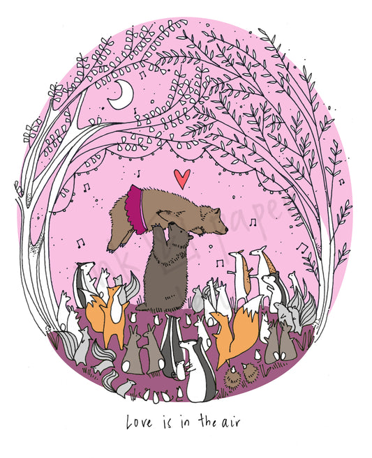 Dancing Bears Valentines / Anniversary Card - Dancing Animals Movie Love Scene with Shimmer Effect